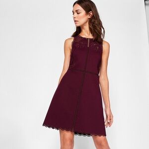 Ted Baker Embroidered Scalloped Hem Dress